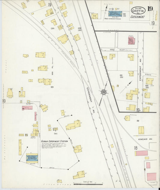Sanborn Fire Insurance Map from Griffin, Spalding County, Georgia (1915), Sheet #0019 - Historic Sanborn Fire Insurance Map Print, vintage old map wall art, antique decor, genealogy gift, Georgia Georgia map
