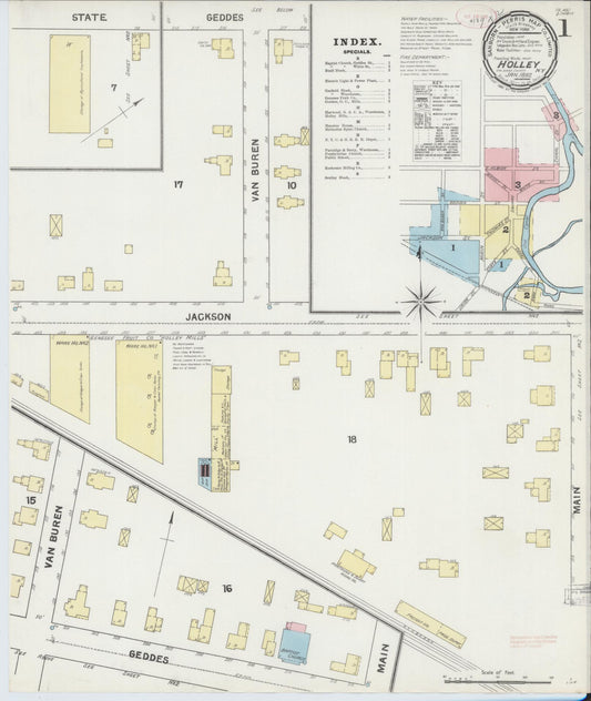 Sanborn Fire Insurance Map from Holley, Orleans County, New York (1892), Sheet #0001 - Complete Map Set gallery image, historic Sanborn map, vintage wall art, New York New York