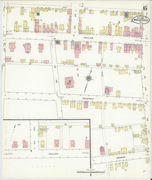 Sanborn Fire Insurance Map from Wrightsville, York County, Pennsylvania (1909), Sheet #0006 - Historic Sanborn Fire Insurance Map Print, vintage old map wall art, antique decor, genealogy gift, Pennsylvania Pennsylvania map