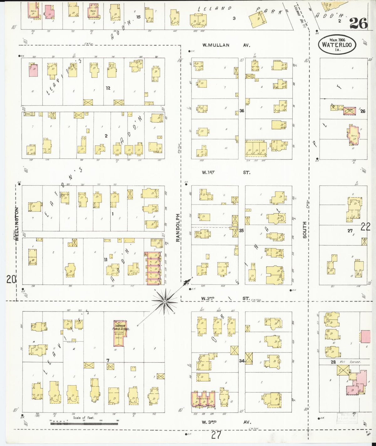 Sanborn Fire Insurance Map from Waterloo, Black Hawk County, Iowa (1906), Sheet #0026 - Historic Sanborn Fire Insurance Map Print, vintage old map wall art