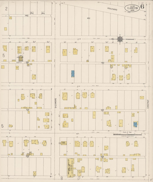 Sanborn Fire Insurance Map from Clarkston, Asotin County, Washington (1922), Sheet #0006 - Historic Sanborn Fire Insurance Map Print, vintage old map wall art, antique decor, genealogy gift, Washington Washington map