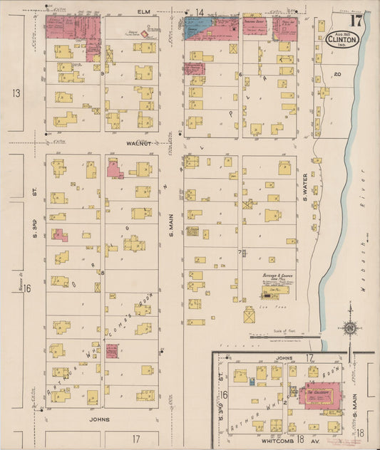 Sanborn Fire Insurance Map from Clinton, Vermillion County, Indiana (1921), Sheet #0017 - Historic Sanborn Fire Insurance Map Print, vintage old map wall art, antique decor, genealogy gift, Indiana Indiana map