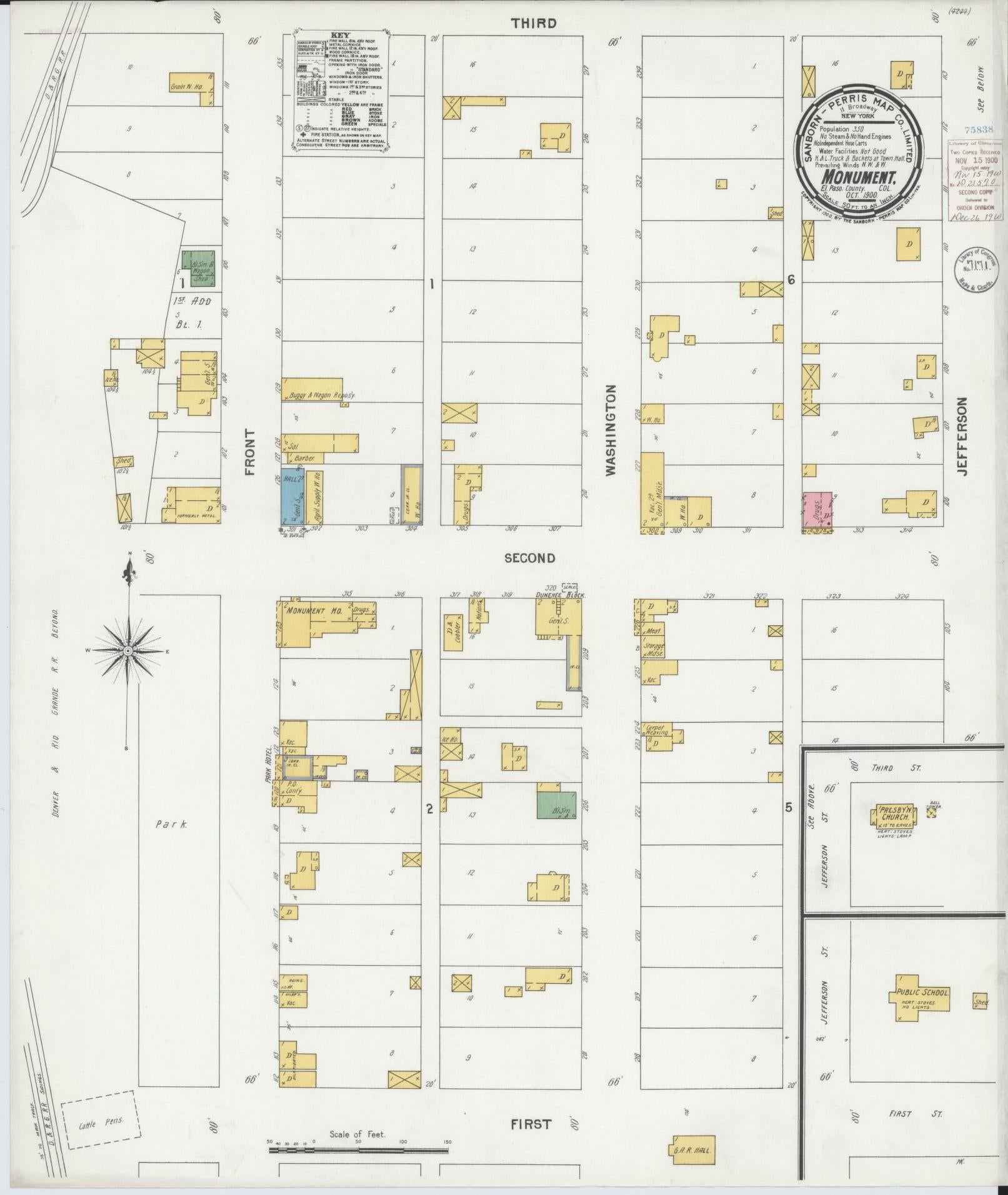 Sanborn Fire Insurance Map from Monument, El Paso County, Colorado (1900), Sheet #0001 - Historic Sanborn Fire Insurance Map Print, vintage old map wall art, antique decor, genealogy gift, Colorado Colorado map