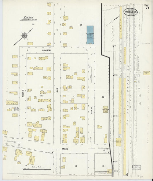 Sanborn Fire Insurance Map from Van Buren, Aroostook County, Maine (1911), Sheet #0005 - Historic Sanborn Fire Insurance Map Print, vintage old map wall art, antique decor, genealogy gift, Maine Maine map
