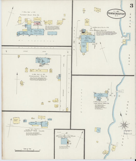 Sanborn Fire Insurance Map from Hammondsport, Steuben County, New York (1887), Sheet #0003 - Historic Sanborn Fire Insurance Map Print, vintage old map wall art, antique decor, genealogy gift, New York New York map