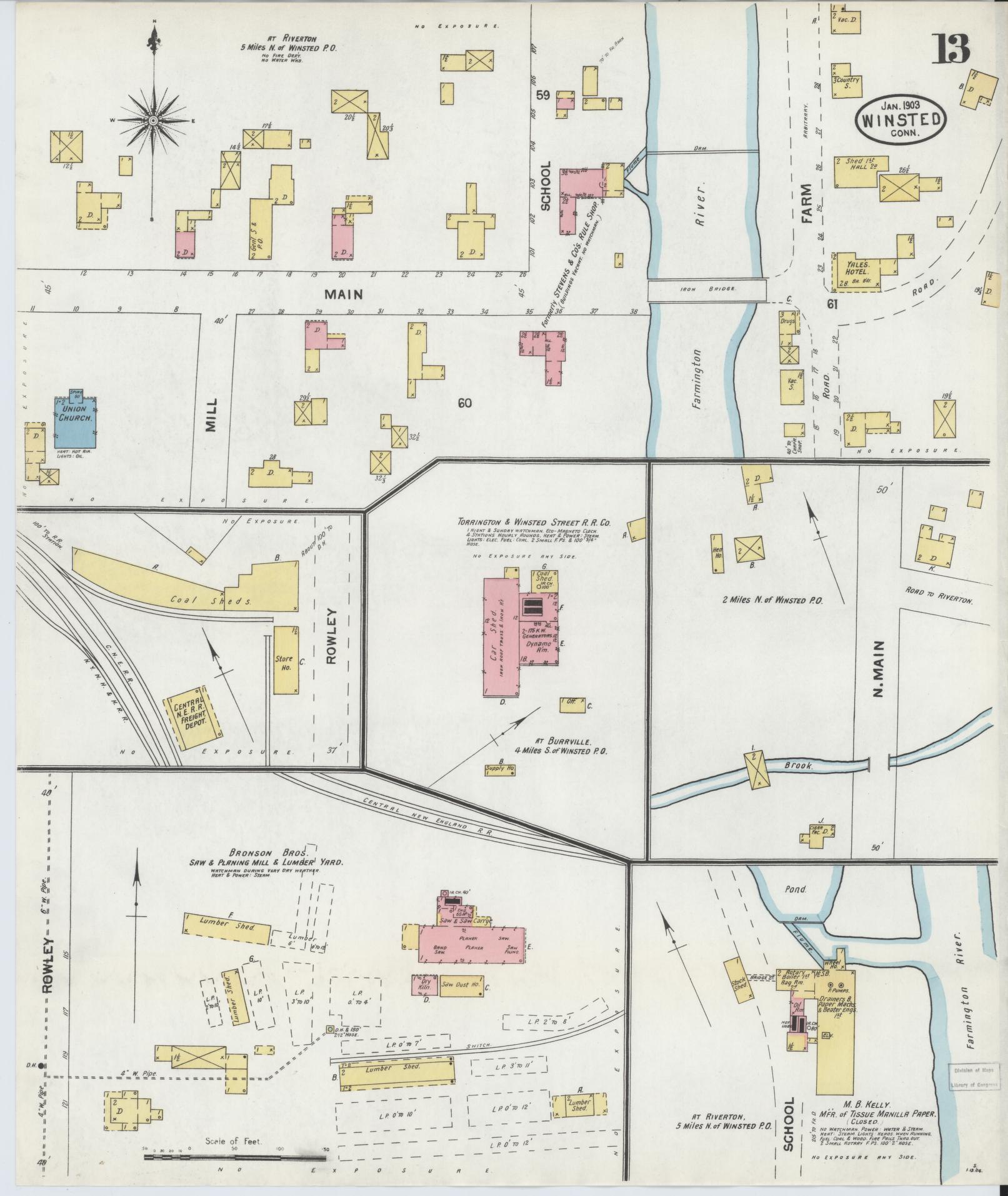 Sanborn Fire Insurance Map from Winsted, Litchfield County, Connecticut (1904), Sheet #0013 - Complete Map Set gallery image, historic Sanborn map, vintage wall art, Connecticut Connecticut