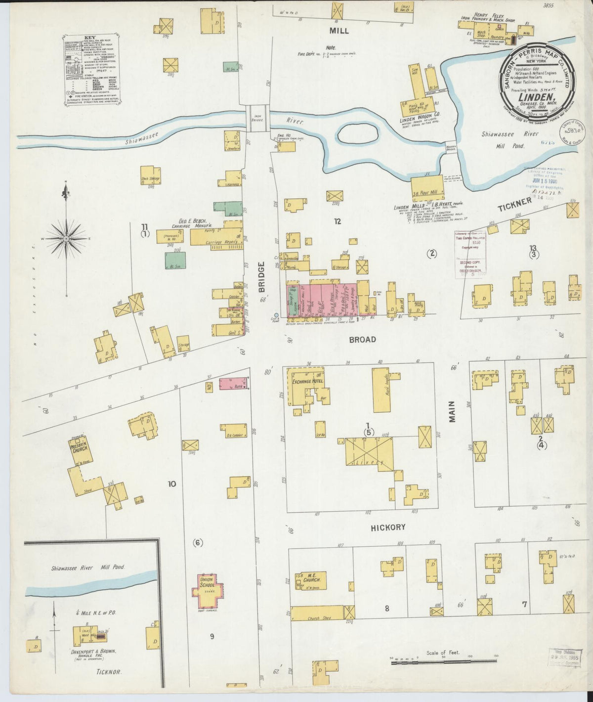 Sanborn Fire Insurance Map from Linden, Genesee County, Michigan (1900), Sheet #0001 - Historic Sanborn Fire Insurance Map Print, vintage old map wall art, antique decor, genealogy gift, Michigan Michigan map