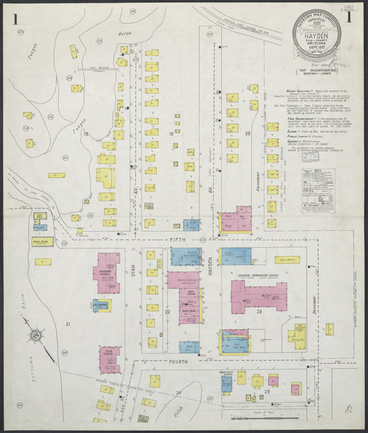 Sanborn Fire Insurance Map from Hayden, Gila County, Arizona (1927), Sheet #0001 - Historic Sanborn Fire Insurance Map Print, vintage old map wall art, antique decor, genealogy gift, Arizona Arizona map