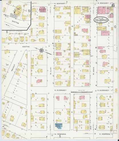 Sanborn Fire Insurance Map from Collinsville, Madison County, Illinois (1915), Sheet #0006 - Historic Sanborn Fire Insurance Map Print, vintage old map wall art, antique decor, genealogy gift, Illinois Illinois map