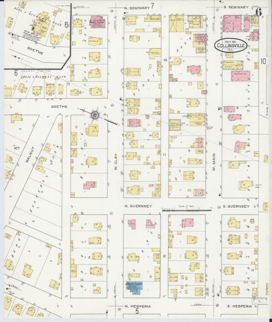 Sanborn Fire Insurance Map from Collinsville, Madison County, Illinois (1915), Sheet #0006 - Historic Sanborn Fire Insurance Map Print, vintage old map wall art, antique decor, genealogy gift, Illinois Illinois map