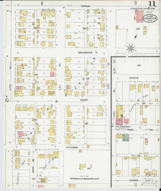 Sanborn Fire Insurance Map from Ironton, Lawrence County, Ohio (1900), Sheet #0011 - Historic Sanborn Fire Insurance Map Print, vintage old map wall art, antique decor, genealogy gift, Ohio Ohio map