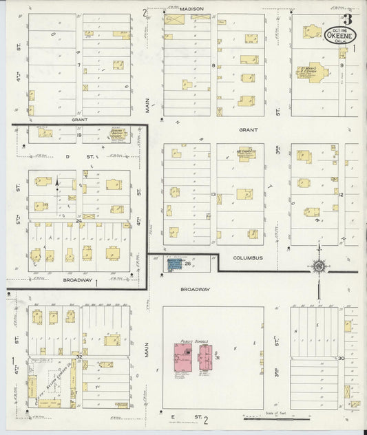 Sanborn Fire Insurance Map from Okeene, Blaine County, Oklahoma (1916), Sheet #0003 - Historic Sanborn Fire Insurance Map Print, vintage old map wall art, antique decor, genealogy gift, Oklahoma Oklahoma map