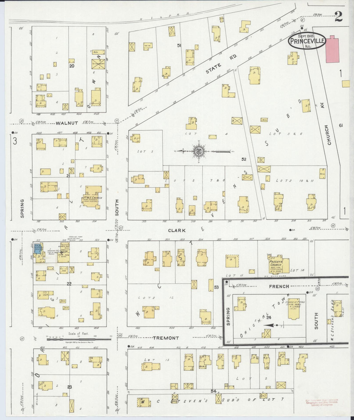 Sanborn Fire Insurance Map from Princeville, Peoria County, Illinois (1918), Sheet #0002 - Complete Map Set gallery image, historic Sanborn map, vintage wall art, Illinois Illinois