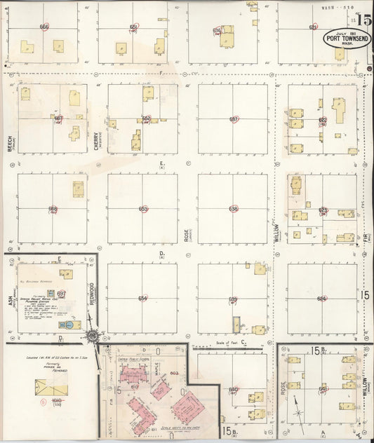 Sanborn Fire Insurance Map from Port Townsend, Jefferson County, Washington (1949), Sheet #0015 - Historic Sanborn Fire Insurance Map Print, vintage old map wall art, antique decor, genealogy gift, Washington Washington map