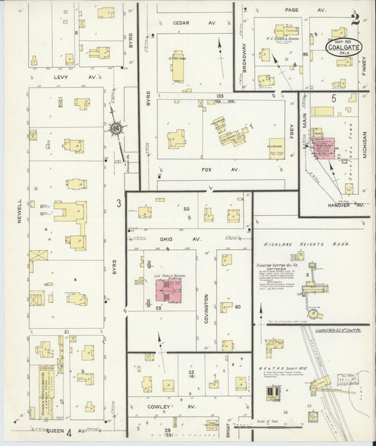Sanborn Fire Insurance Map from Coalgate, Coal County, Oklahoma (1913), Sheet #0002 - Historic Sanborn Fire Insurance Map Print, vintage old map wall art, antique decor, genealogy gift, Oklahoma Oklahoma map