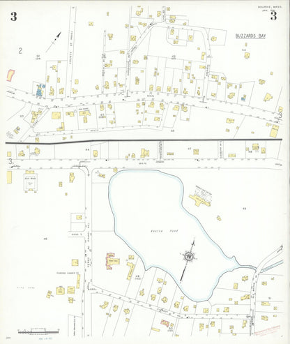Sanborn Fire Insurance Map from Bourne, Barnstable County, Massachusetts (1941), Sheet #0003 - Historic Sanborn Fire Insurance Map Print, vintage old map wall art, antique decor, genealogy gift, Massachusetts Massachusetts map