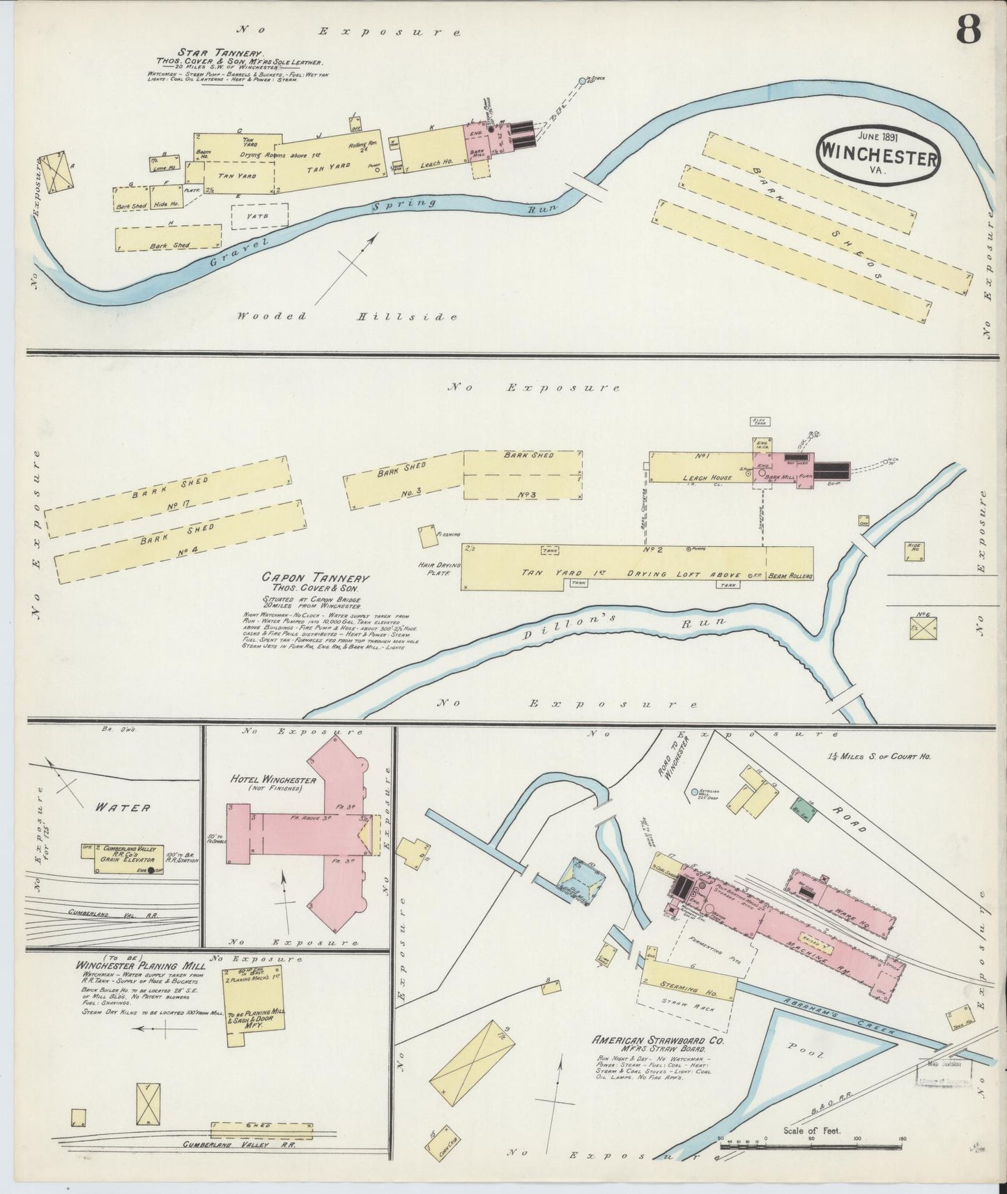 Sanborn Fire Insurance Map from Winchester, Independent Cities, Virginia (1891), Sheet #0008 - Complete Map Set gallery image, historic Sanborn map, vintage wall art, Virginia Virginia