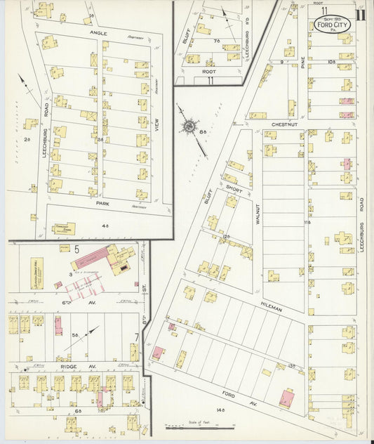 Sanborn Fire Insurance Map from Ford City, Armstrong County, Pennsylvania (1913), Sheet #0011 - Historic Sanborn Fire Insurance Map Print, vintage old map wall art, antique decor, genealogy gift, Pennsylvania Pennsylvania map