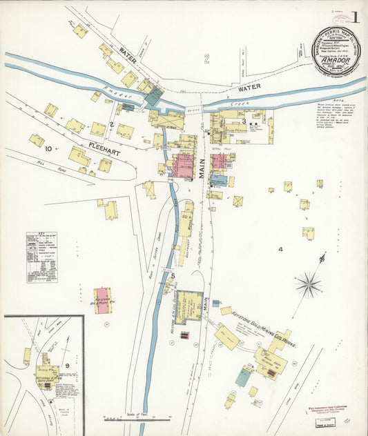 Sanborn Fire Insurance Map from Amador, Amador County, California (1895), Sheet #0001 - Historic Sanborn Fire Insurance Map Print, vintage old map wall art, antique decor, genealogy gift, California California map