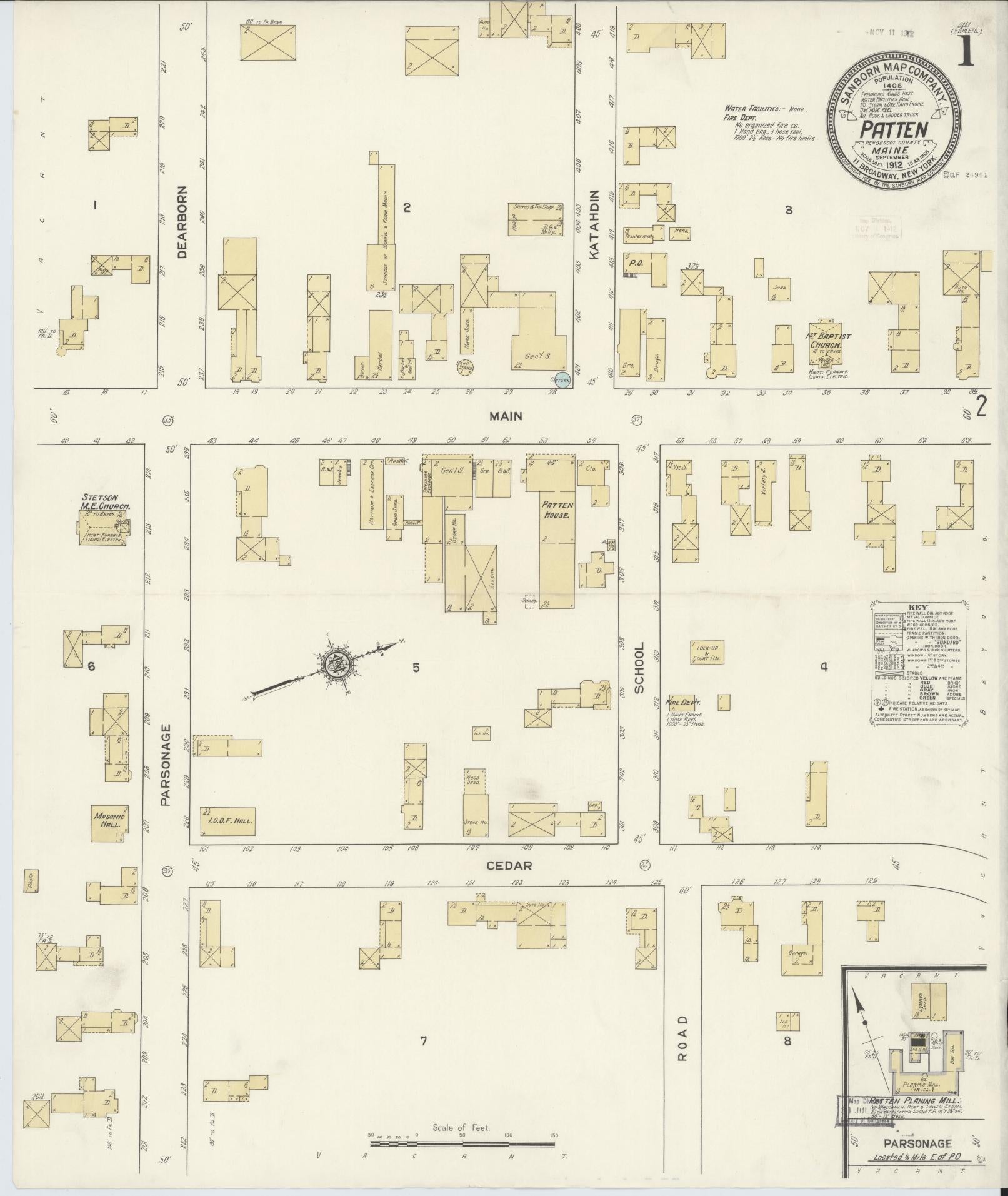 Sanborn Fire Insurance Map from Patten, Penobscot County, Maine. (1912) – Historic Sanborn Fire Insurance Map Print