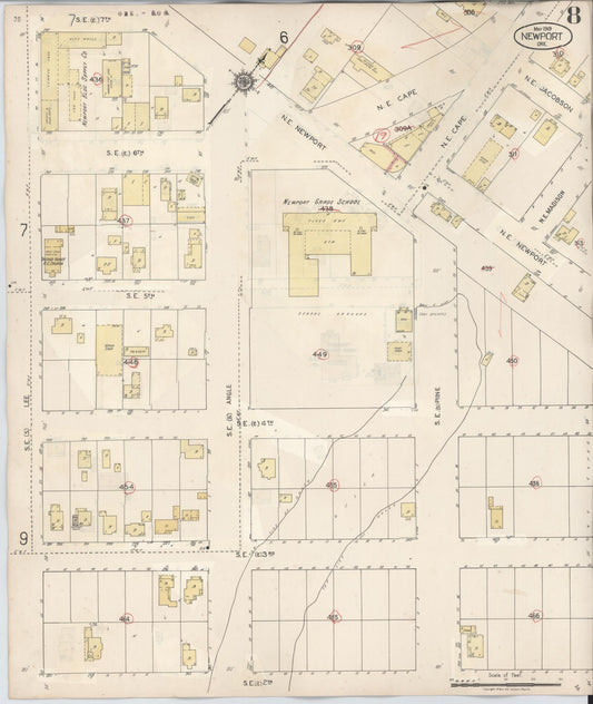 Sanborn Fire Insurance Map from Newport, Lincoln County, Oregon (1940), Sheet #0008 - Historic Sanborn Fire Insurance Map Print, vintage old map wall art, antique decor, genealogy gift, Oregon Oregon map