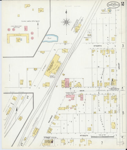 Sanborn Fire Insurance Map from Carlinville, Macoupin County, Illinois (1906), Sheet #0002 - Complete Map Set gallery image, historic Sanborn map, vintage wall art, Illinois Illinois