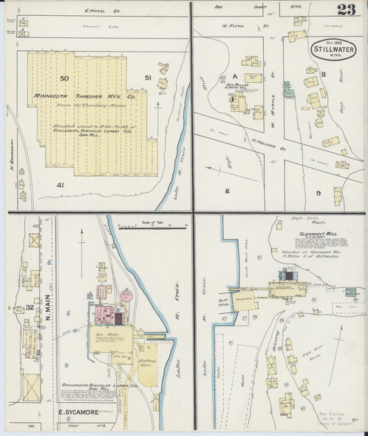 Sanborn Fire Insurance Map from Stillwater, Washington County, Minnesota (1888), Sheet #0023 - Historic Sanborn Fire Insurance Map Print, vintage old map wall art, antique decor, genealogy gift, Minnesota Minnesota map