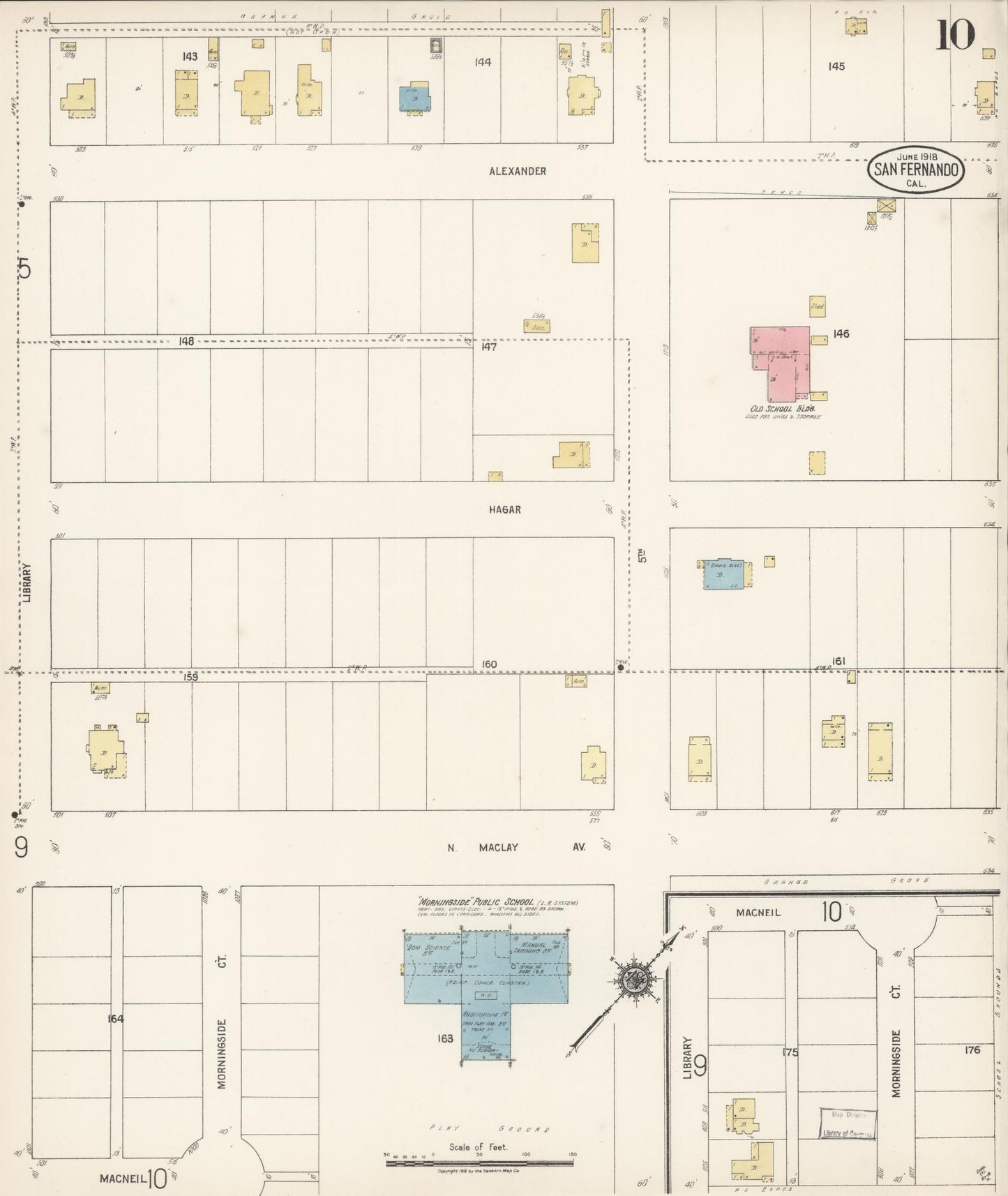 Sanborn Fire Insurance Map from San Fernando, Los Angeles County, California (1918), Sheet #0010 - Complete Map Set gallery image, historic Sanborn map, vintage wall art, California California