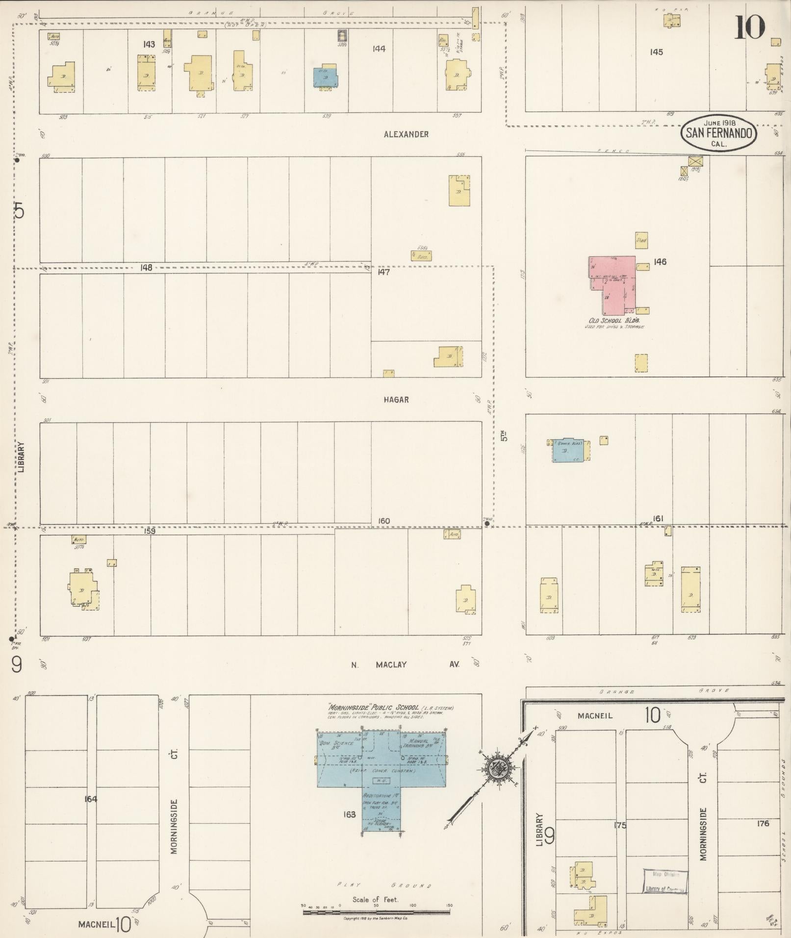 Sanborn Fire Insurance Map from San Fernando, Los Angeles County, California (1918), Sheet #0010 - Complete Map Set gallery image, historic Sanborn map, vintage wall art, California California