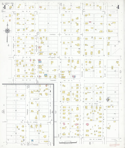 Sanborn Fire Insurance Map from Saint Charles, Winona County, Minnesota (1949), Sheet #0004 - Historic Sanborn Fire Insurance Map Print, vintage old map wall art, antique decor, genealogy gift, Minnesota Minnesota map