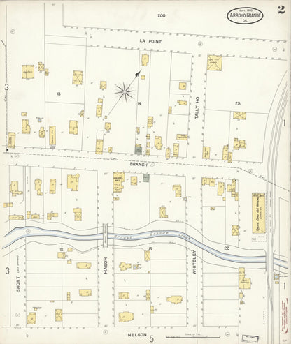 Sanborn Fire Insurance Map from Arroyo Grande, San Luis Obispo County, California (1903), Sheet #0002 - Historic Sanborn Fire Insurance Map Print, vintage old map wall art, antique decor, genealogy gift, California California map