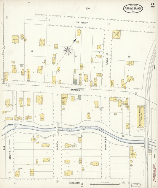 Sanborn Fire Insurance Map from Arroyo Grande, San Luis Obispo County, California (1903), Sheet #0002 - Historic Sanborn Fire Insurance Map Print, vintage old map wall art, antique decor, genealogy gift, California California map