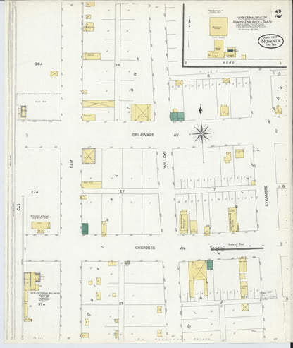 Sanborn Fire Insurance Map from Nowata, Nowata County, Oklahoma (1907), Sheet #0002 - Complete Map Set gallery image, historic Sanborn map, vintage wall art, Oklahoma Oklahoma