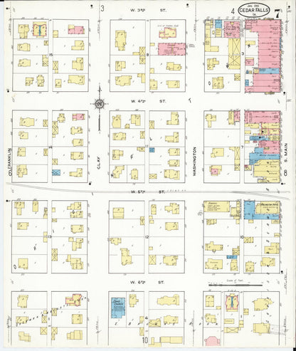 Sanborn Fire Insurance Map from Cedar Falls, Black Hawk County, Iowa (1916), Sheet #0007 - Historic Sanborn Fire Insurance Map Print