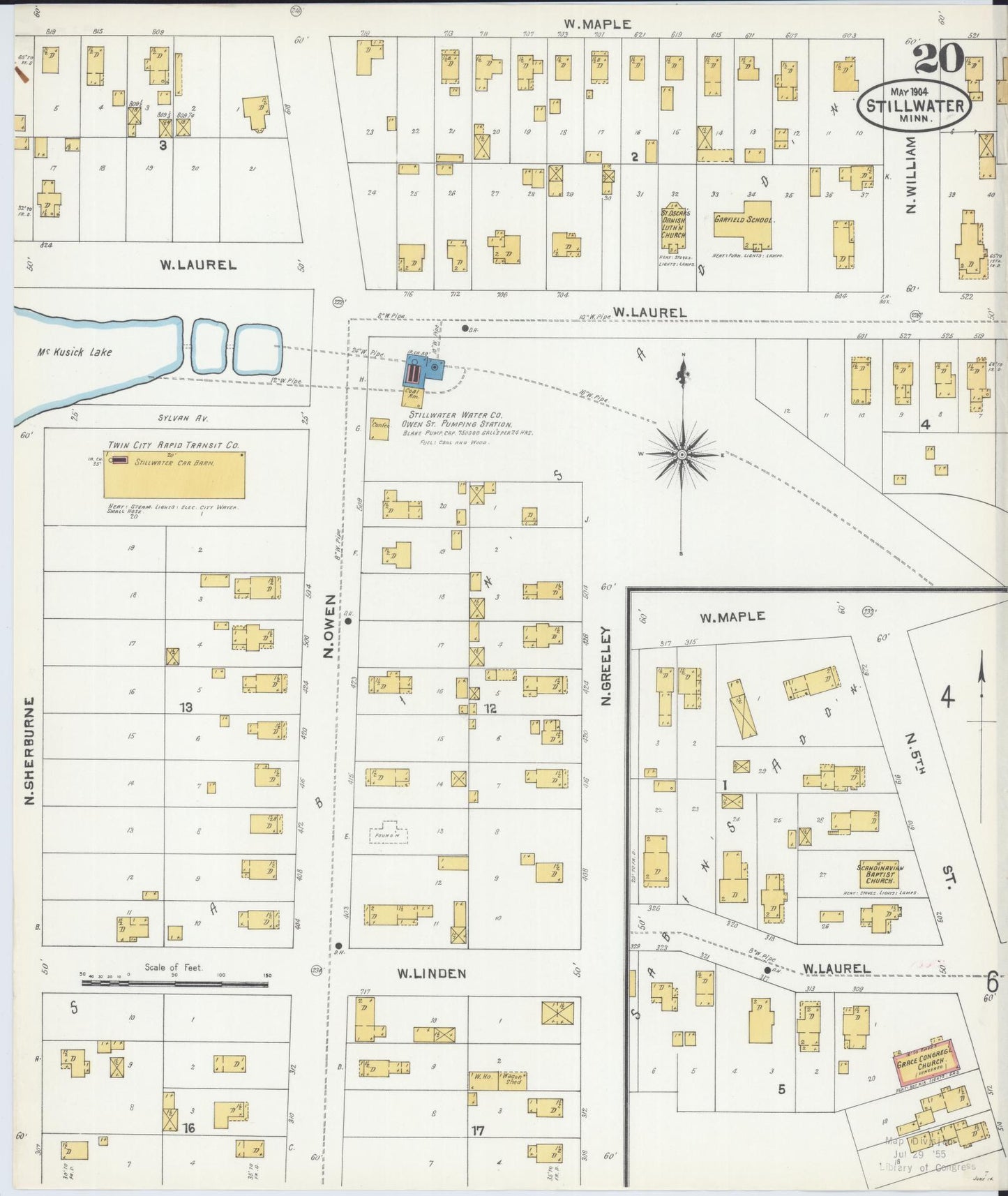 Sanborn Fire Insurance Map from Stillwater, Washington County, Minnesota (1904), Sheet #0020 - Complete Map Set gallery image, historic Sanborn map, vintage wall art, Minnesota Minnesota