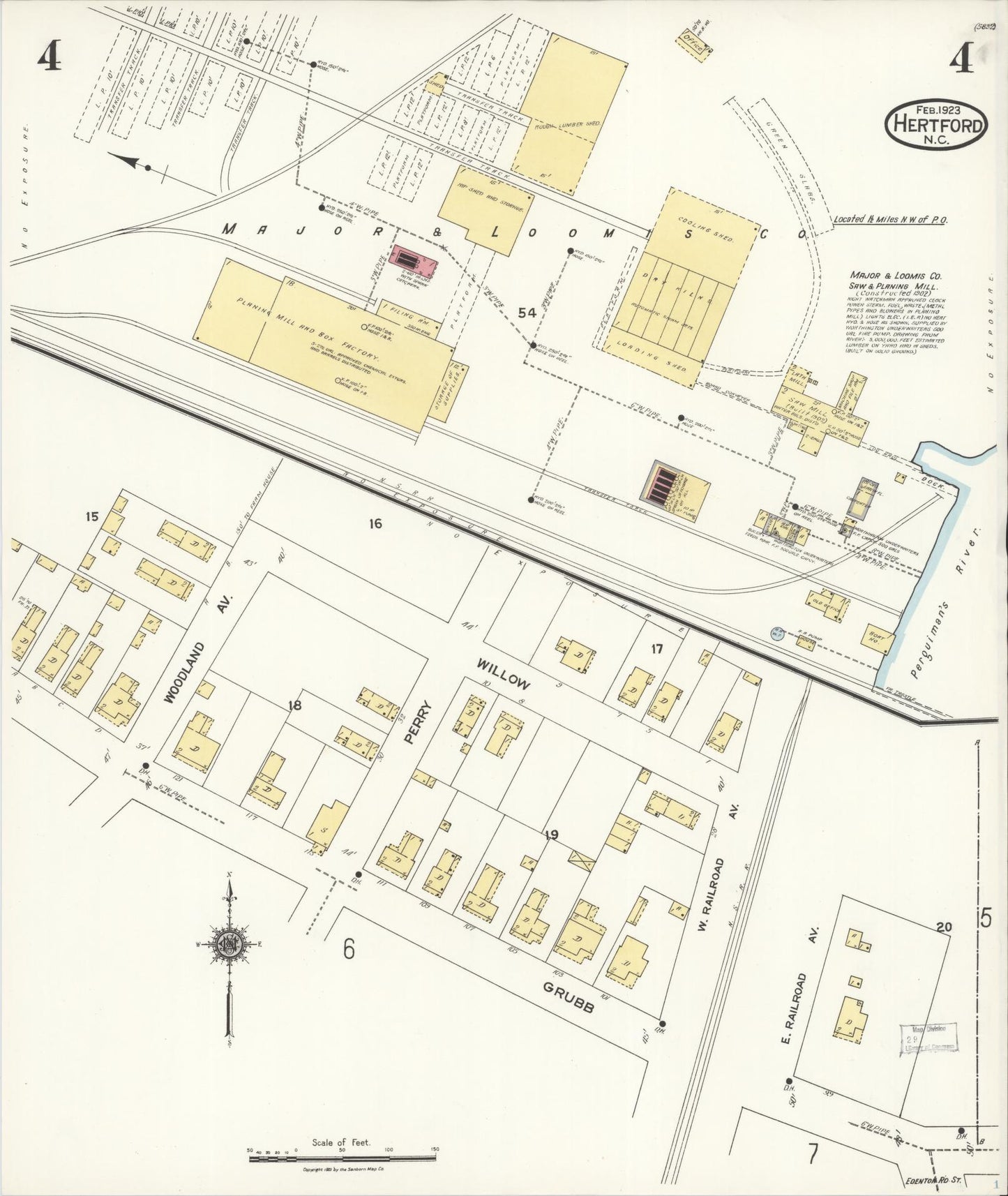 Sanborn Fire Insurance Map from Hertford, Perquimans County, North Carolina (1923), Sheet #0004 - Complete Map Set gallery image, historic Sanborn map, vintage wall art, North Carolina North Carolina
