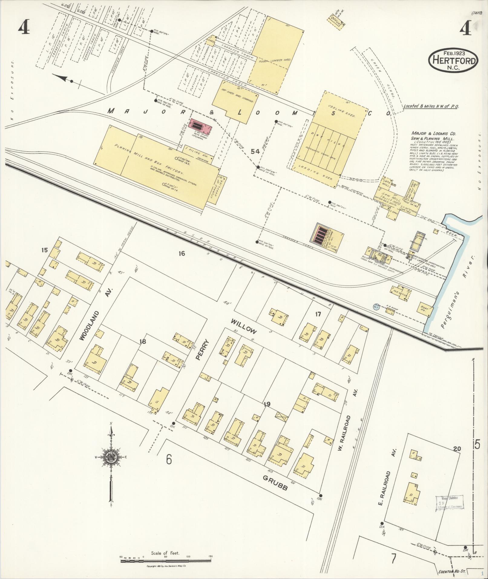 Sanborn Fire Insurance Map from Hertford, Perquimans County, North Carolina (1923), Sheet #0004 - Complete Map Set gallery image, historic Sanborn map, vintage wall art, North Carolina North Carolina