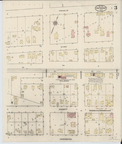 Sanborn Fire Insurance Map from Antwerp, Paulding County, Ohio (1915), Sheet #0003 - Historic Sanborn Fire Insurance Map Print, vintage old map wall art, antique decor, genealogy gift, Ohio Ohio map
