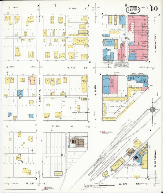 Sanborn Fire Insurance Map from Larned, Pawnee County, Kansas (1920), Sheet #0010 - Historic Sanborn Fire Insurance Map Print, vintage old map wall art, antique decor, genealogy gift, Kansas Kansas map