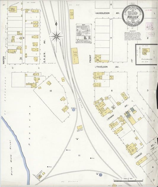 Sanborn Fire Insurance Map from Wallula, Walla Walla County, Washington (1909), Sheet #0001 - Historic Sanborn Fire Insurance Map Print, vintage old map wall art, antique decor, genealogy gift, Washington Washington map