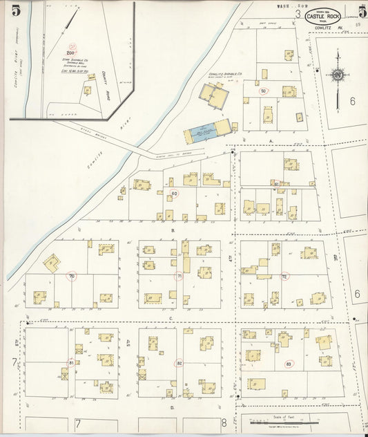 Sanborn Fire Insurance Map from Castle Rock, Cowlitz County, Washington (1931), Sheet #0005 - Historic Sanborn Fire Insurance Map Print, vintage old map wall art, antique decor, genealogy gift, Washington Washington map