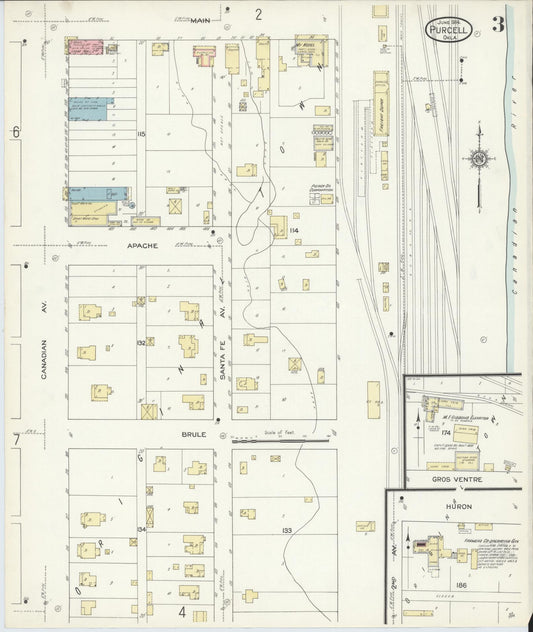 Sanborn Fire Insurance Map from Purcell, McClain County, Oklahoma (1914), Sheet #0003 - Historic Sanborn Fire Insurance Map Print, vintage old map wall art, antique decor, genealogy gift, Oklahoma Oklahoma map