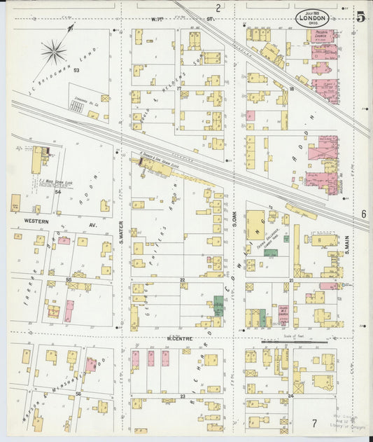 Sanborn Fire Insurance Map from London, Madison County, Ohio (1901), Sheet #0005 - Historic Sanborn Fire Insurance Map Print, vintage old map wall art, antique decor, genealogy gift, Ohio Ohio map