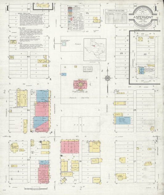 Sanborn Fire Insurance Map from Aspermont, Stonewall County, Texas (1934), Sheet #0001 - Complete Map Set gallery image, historic Sanborn map, vintage wall art, Texas Texas