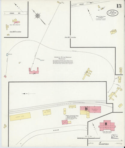 Sanborn Fire Insurance Map from Lenox, Berkshire County, Massachusetts (1911), Sheet #0013 - Complete Map Set gallery image, historic Sanborn map, vintage wall art, Massachusetts Massachusetts