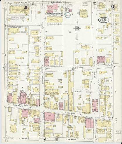 Sanborn Fire Insurance Map from Biloxi, Harrison County, Mississippi (1914), Sheet #0006 - Complete Map Set gallery image, historic Sanborn map, vintage wall art, Mississippi Mississippi