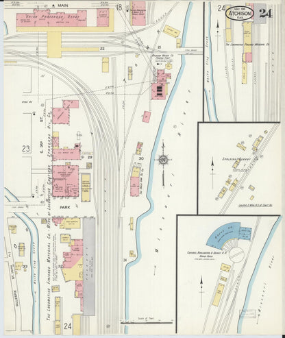 Sanborn Fire Insurance Map from Atchison, Atchison County, Kansas (1916), Sheet #0024 - Complete Map Set gallery image, historic Sanborn map, vintage wall art, Kansas Kansas