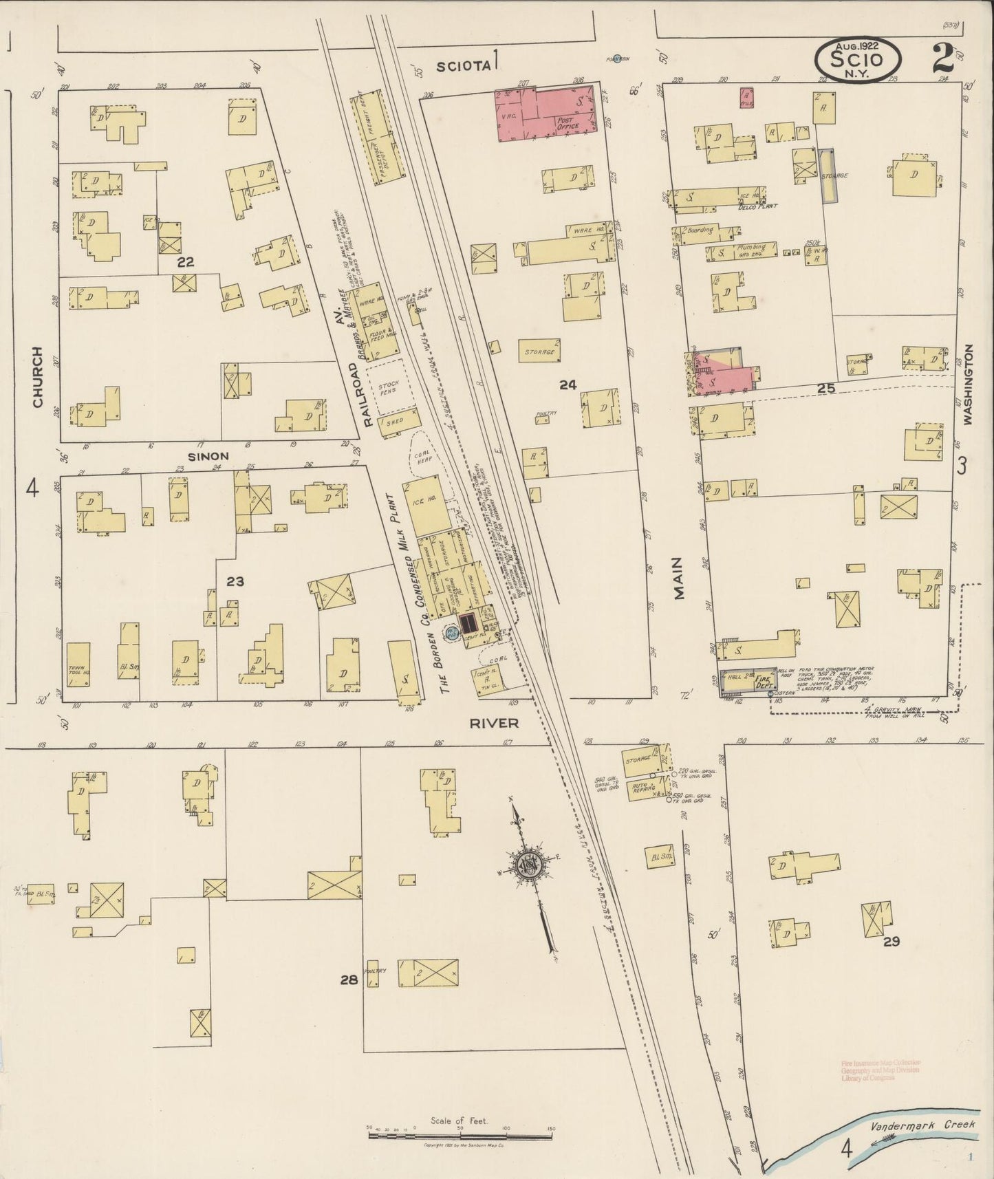 Sanborn Fire Insurance Map from Scio, Allegany County, New York (1922), Sheet #0002 - Historic Sanborn Fire Insurance Map Print, vintage old map wall art, antique decor, genealogy gift, New York New York map