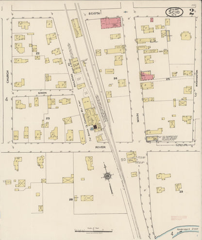 Sanborn Fire Insurance Map from Scio, Allegany County, New York (1922), Sheet #0002 - Historic Sanborn Fire Insurance Map Print, vintage old map wall art, antique decor, genealogy gift, New York New York map