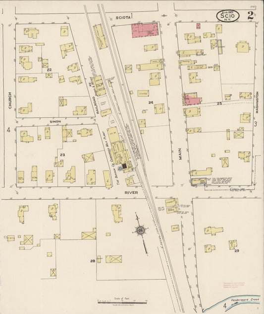 Sanborn Fire Insurance Map from Scio, Allegany County, New York (1922), Sheet #0002 - Historic Sanborn Fire Insurance Map Print, vintage old map wall art, antique decor, genealogy gift, New York New York map
